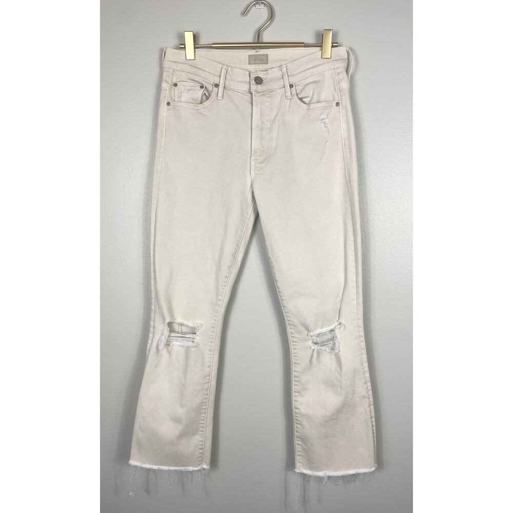 Mother The Insider Crop Fray Blow by Blow Khaki Size 28 Distressed - Picture 5 of 12